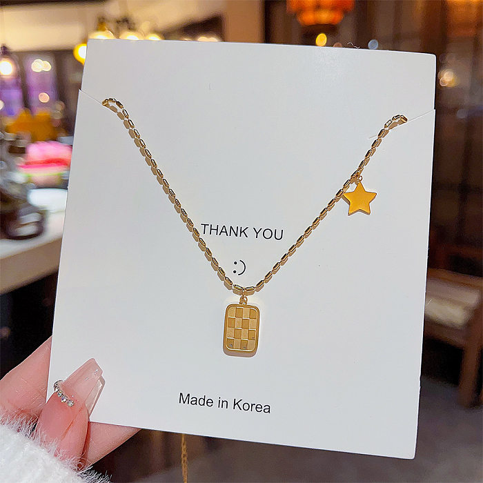 Simple Style Commute Square Star Stainless Steel Plating Gold Plated Pendant Necklace