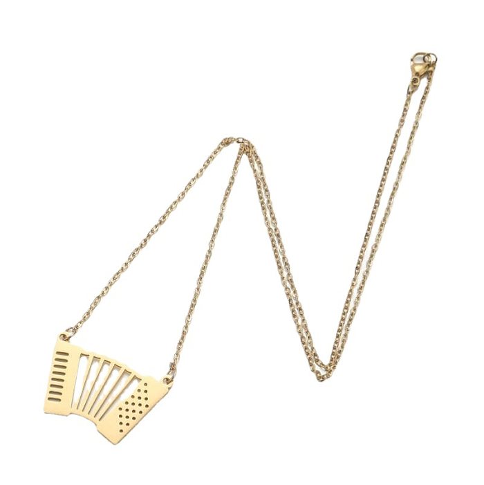 Simple Style Commute Musical Instrument Stainless Steel  Stainless Steel Plating Hollow Out Necklace