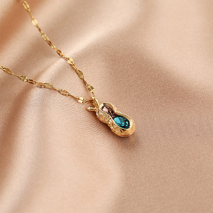 Modische, geometrische, diamantbesetzte Fischschwanz-Schlüssel-Halskette aus Edelstahl im Großhandel