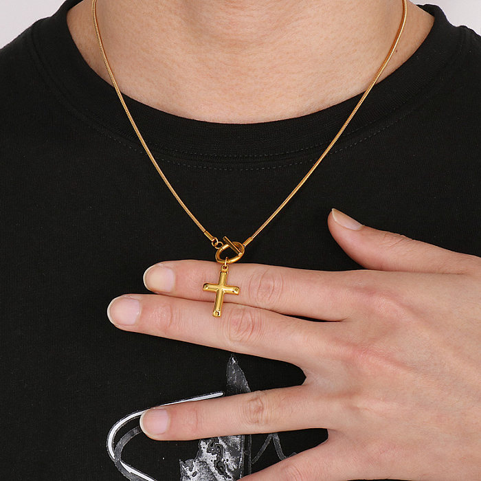 Elegant Cross Stainless Steel  Plating Gold Plated Necklace