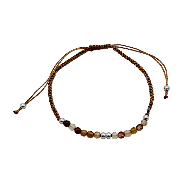 Original Design Handmade Sweet Round Stainless Steel Artificial Crystal Beaded Plating Gold Plated Bracelets