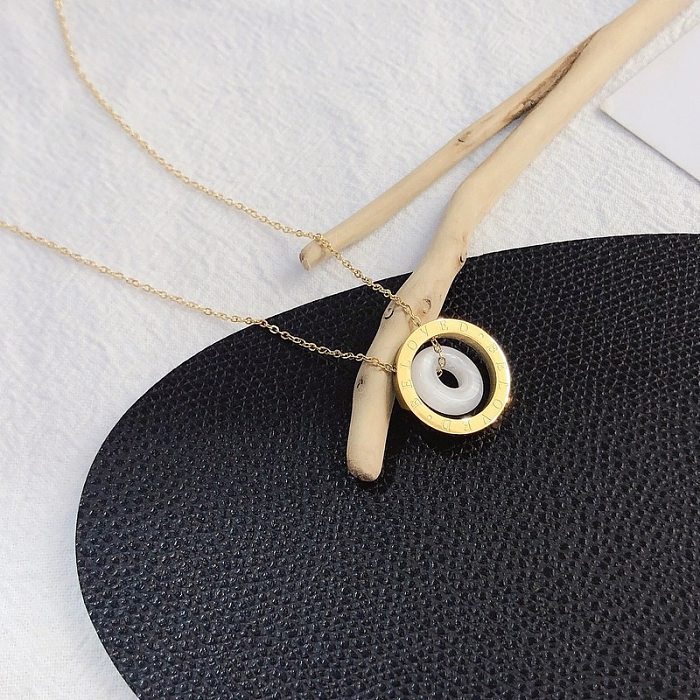 Elegant Round Stainless Steel Plating Pendant Necklace