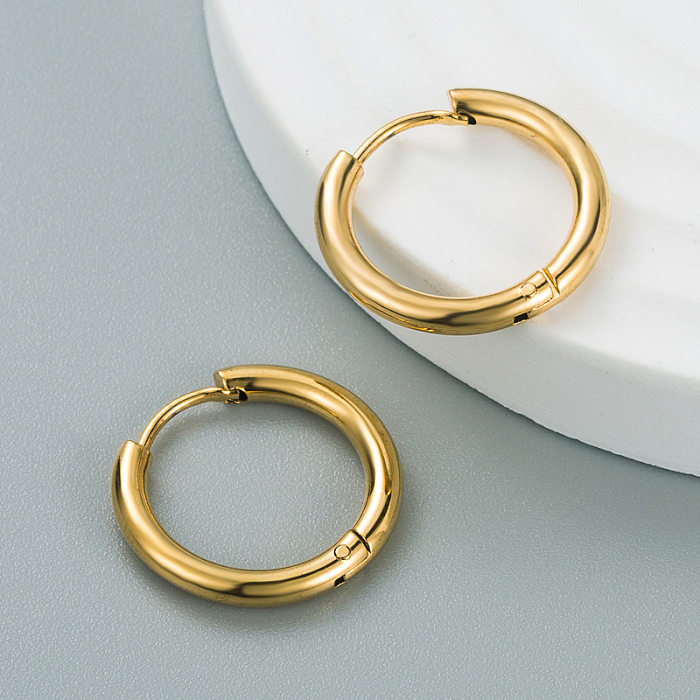 Neue einfache runde U-förmige Edelstahl-Ohrringe, minimalistische Ohrringe