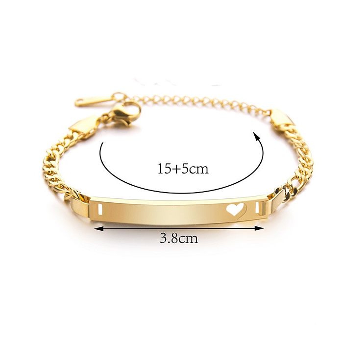 Simple Style Heart Shape Solid Color Stainless Steel Hollow Out Bracelets 1 Piece