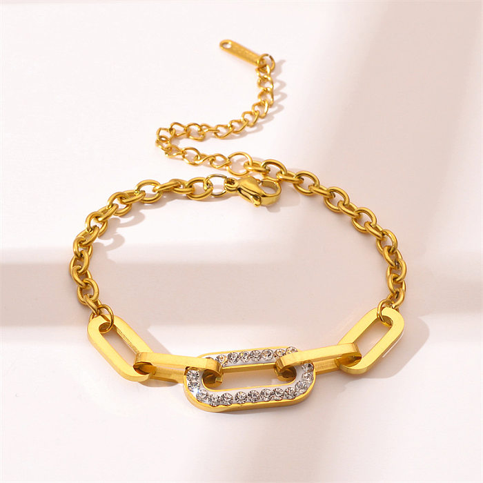 Fashion Geometric Titanium Steel Plating Rhinestones Bracelets 1 Piece