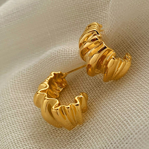 1 Pair Casual Elegant Modern Style Solid Color Plating Stainless Steel  14K Gold Plated Ear Studs