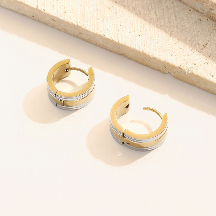 1 Pair Simple Style Circle Stainless Steel  Plating Earrings