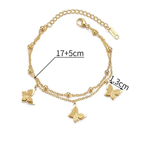 Elegant Simple Style Commute Butterfly Stainless Steel Plating 14K Gold Plated Bracelets