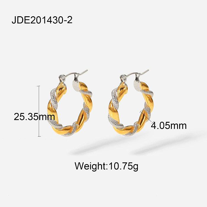 Fashion 18k Gold-plated Stainless Steel Gold And Silver Handover Geometric Earrings