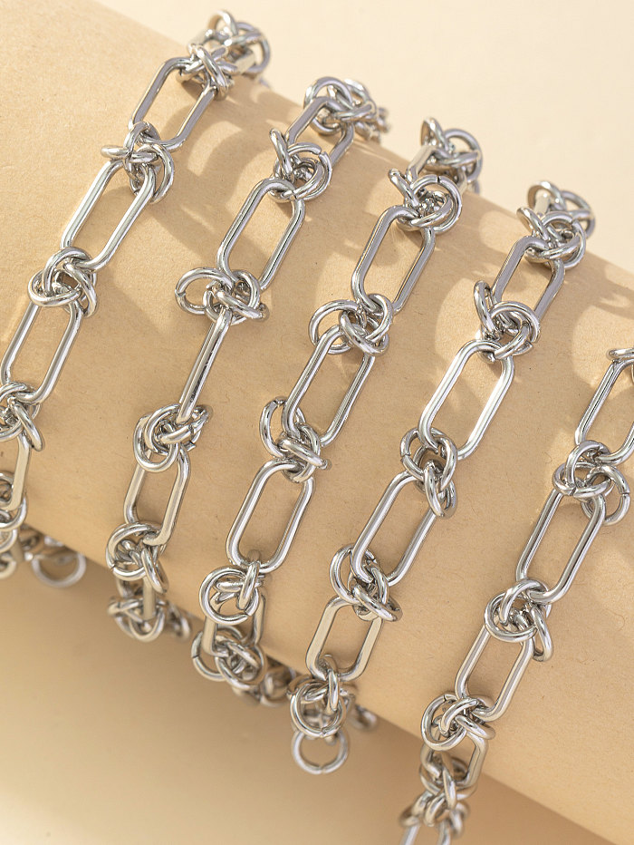 Simple Style Solid Color Knot Stainless Steel  Chain Hollow Out Necklace