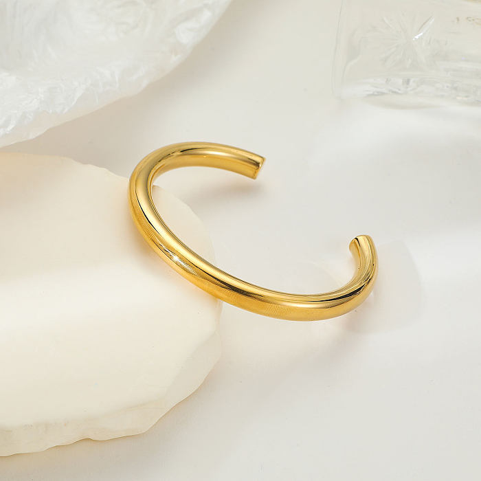 Atacado estilo retrô simples tipo C cor sólida banhado a ouro branco pulseira banhada a ouro