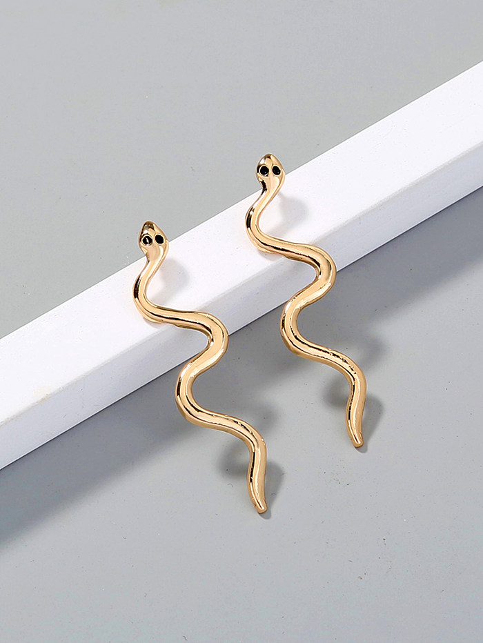 1 Pair Simple Style Snake Steel Plating Inlay Pearl Gold Plated Ear Studs