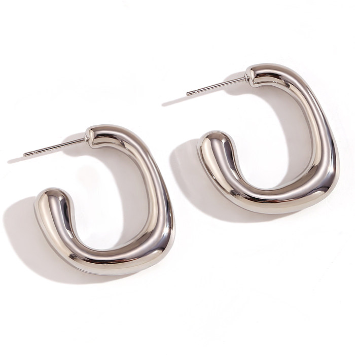 1 paire de clous d'oreilles en acier inoxydable plaqué or 18 carats, style simple, style classique, couleur unie