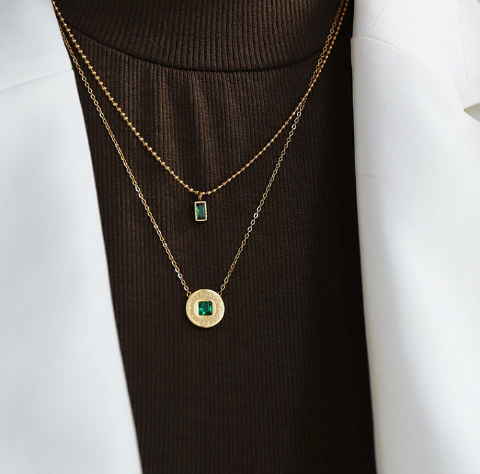 IG-Stil runde Halskette mit künstlichen Edelsteinen aus Edelstahl in großen Mengen