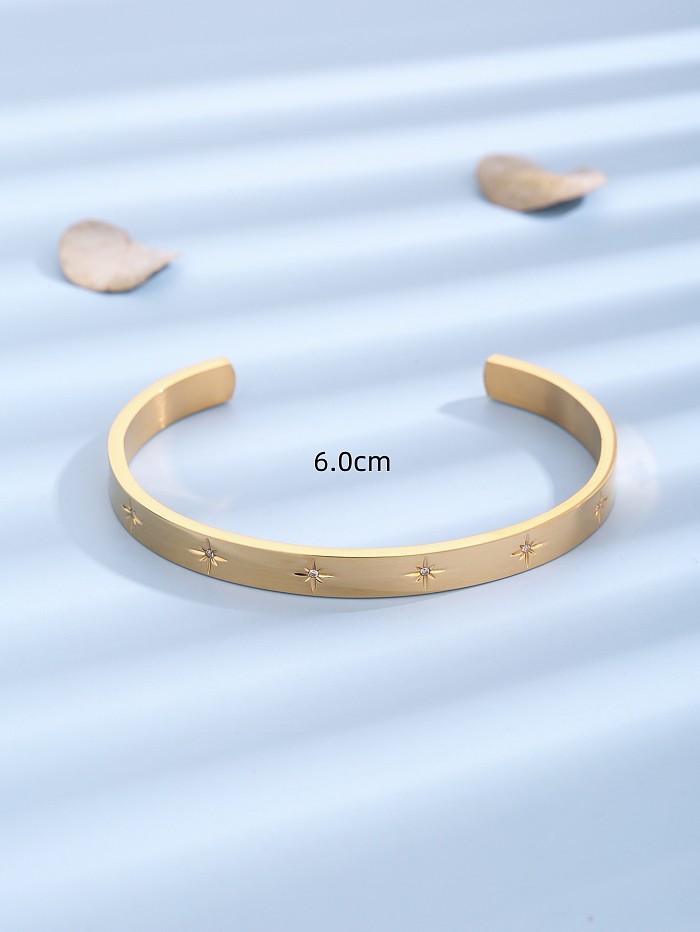 Elegant Simple Style Solid Color Titanium Steel 18K Gold Plated Zircon Cuff Bracelets In Bulk