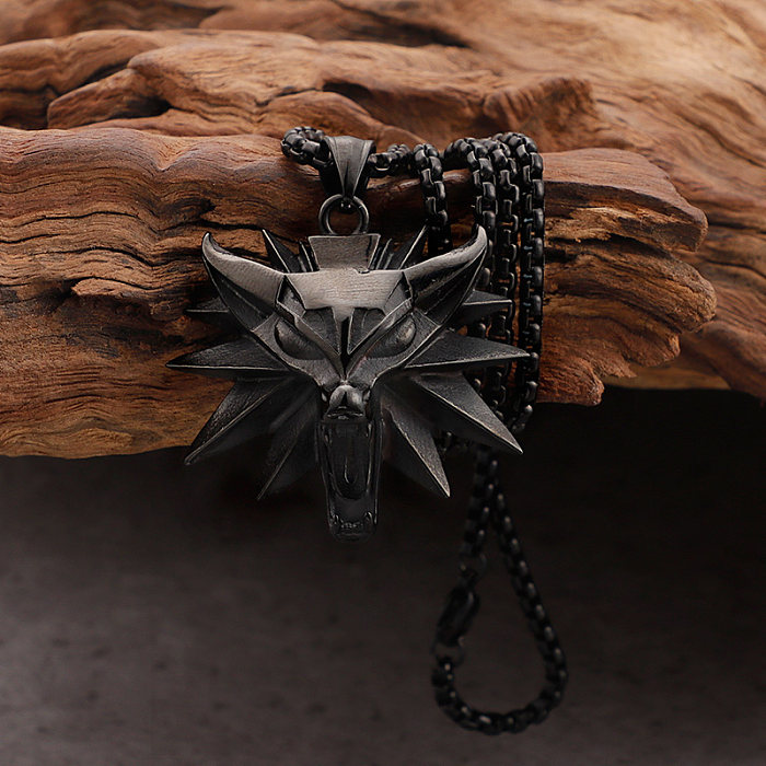 Modische Wolf-Anhänger-Halskette mit Edelstahlbeschichtung, 1 Stück
