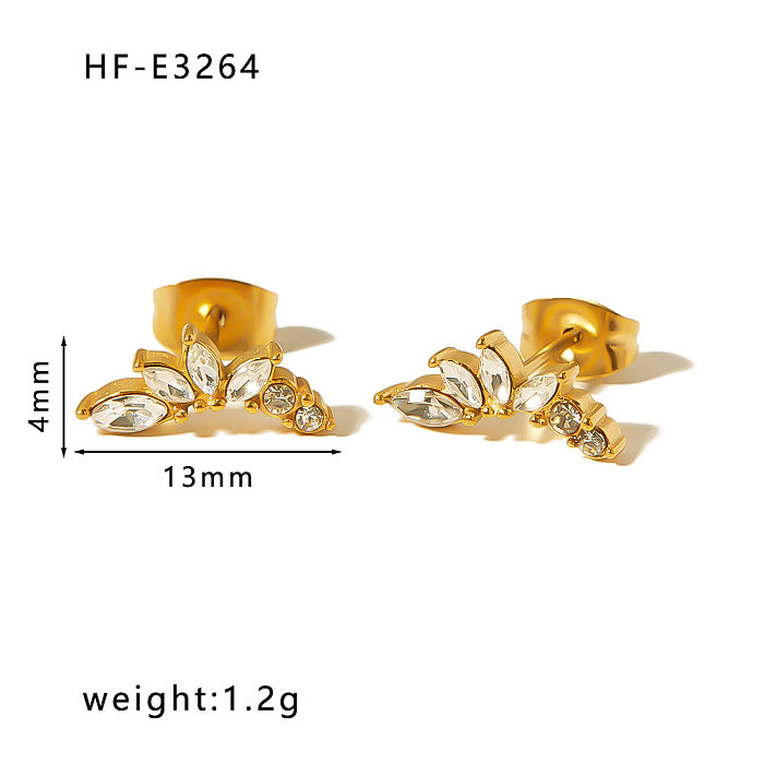 1 Pair Classic Style U Shape Crown Butterfly Plating Inlay Stainless Steel  Artificial Pearls Zircon 18K Gold Plated Earrings