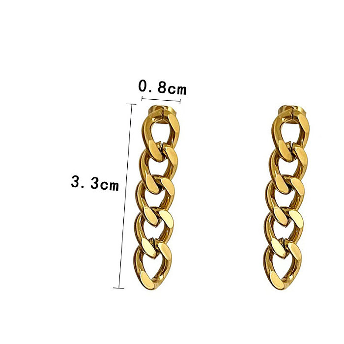 1 paire de boucles d'oreilles pendantes en acier inoxydable à placage géométrique de style IG