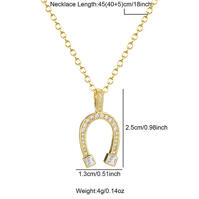 Elegant Commute Solid Color Stainless Steel  Brass 18K Gold Plated Zircon Pendant Necklace In Bulk