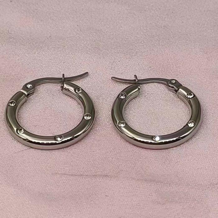 1 Pair Streetwear Solid Color Plating Stainless Steel Hoop Earrings