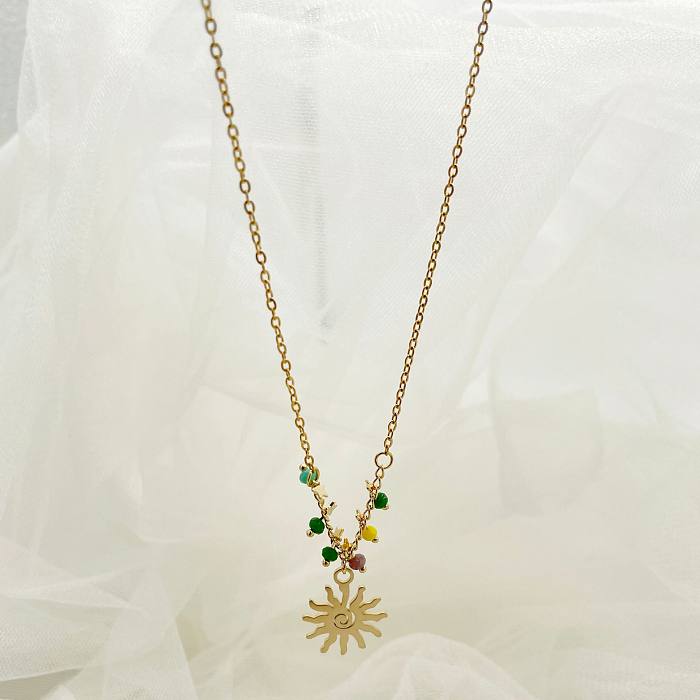 Retro Sun Stainless Steel  Plating Pendant Necklace 1 Piece