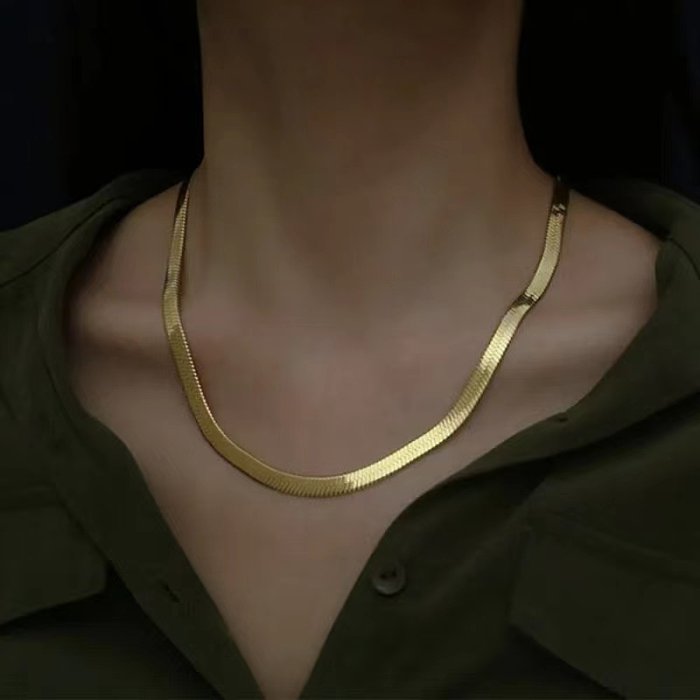 1 Piece Hip-Hop Solid Color Stainless Steel  Stainless Steel Plating Necklace