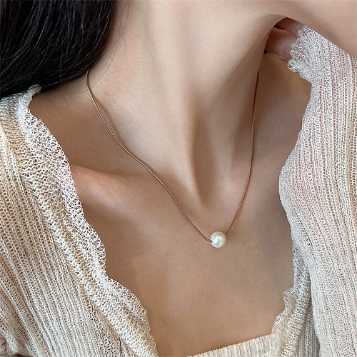 Simple Style Solid Color Stainless Steel  Patchwork Pendant Necklace