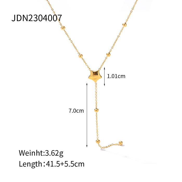 INS Style Simple Style Star Stainless Steel  Plating 18K Gold Plated Pendant Necklace Long Necklace