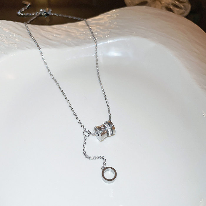 Collier en alliage géométrique de Style Simple, incrustation de placage en acier inoxydable, perles artificielles, strass Turquoise