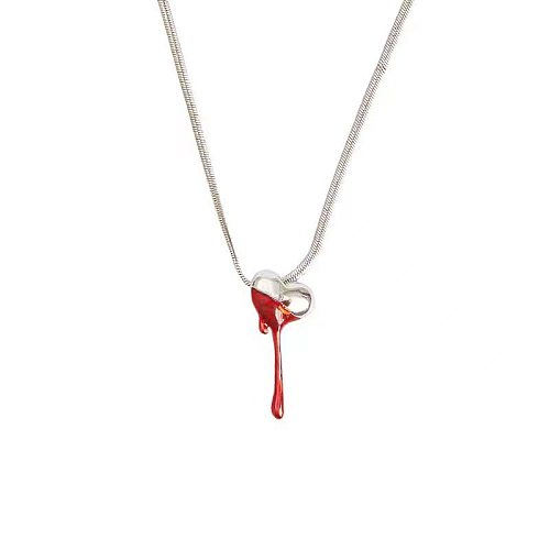 Collier pendentif en forme de cœur d'amour de lave de Style Punk, collier en acier inoxydable