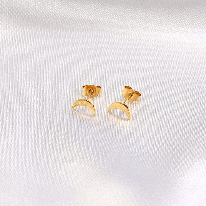 1 Pair Simple Style Solid Color Plating Stainless Steel 18K Gold Plated Ear Studs