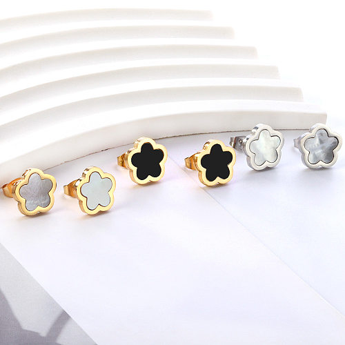 1 Pair Simple Style Flower Plating Stainless Steel  Gold Plated Ear Studs