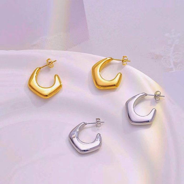 1 Pair Simple Style Classic Style C Shape Irregular Plating Stainless Steel  Ear Studs