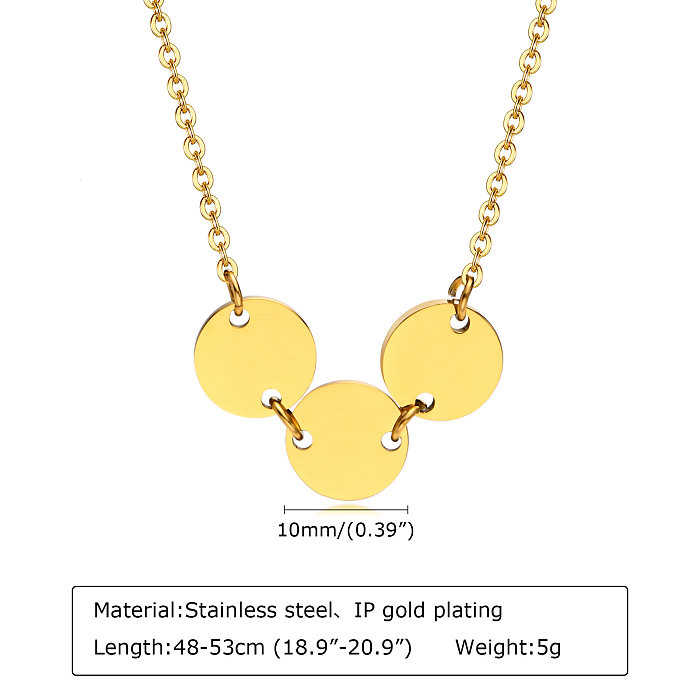 Simple Style Round Stainless Steel  Plating 18K Gold Plated Pendant Necklace