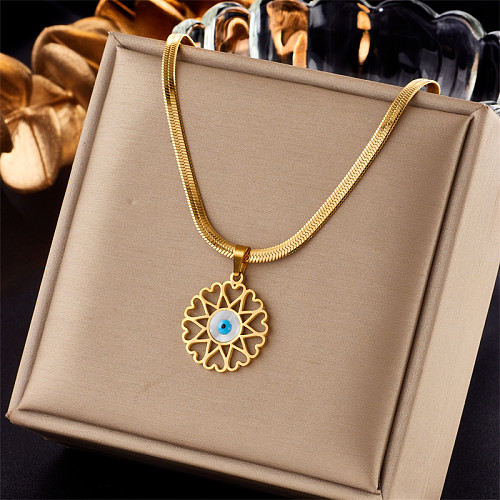 Vintage Style Heart Shape Eye Stainless Steel Plating Pendant Necklace