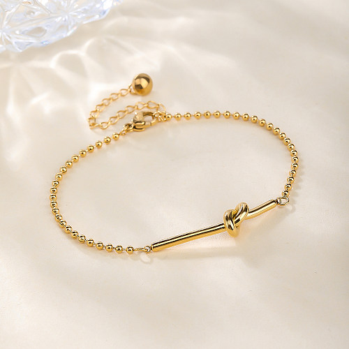 Atacado estilo simples cor sólida nó aço inoxidável titânio banhado a ouro 18K pulseiras banhadas a ouro