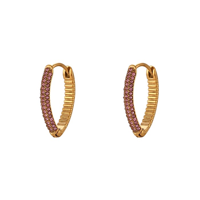 1 Pair Vintage Style Simple Style Classic Style Geometric Stainless Steel  Plating Inlay Rhinestones 18K Gold Plated Earrings