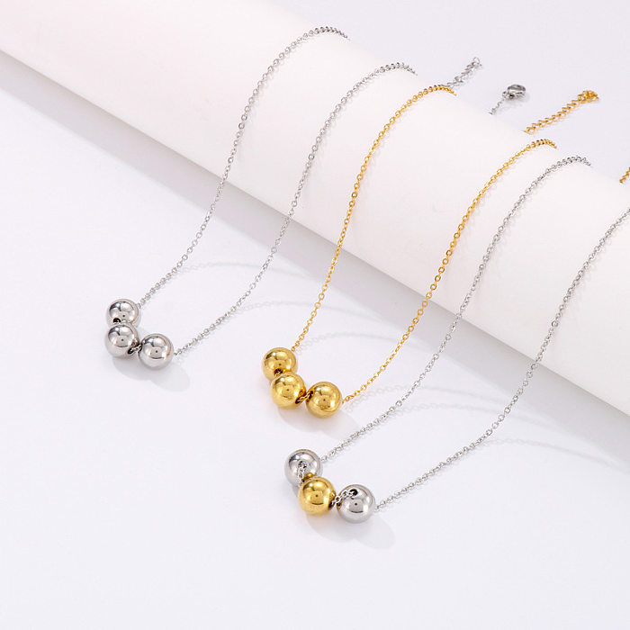 Fashion Gold Beads Stainless Steel  Contrast Color Sweater Chain Wholesale