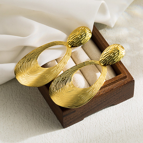 1 par estilo vintage estilo simples artístico quadrado oval flor irregular aço inoxidável banhado a ouro brincos