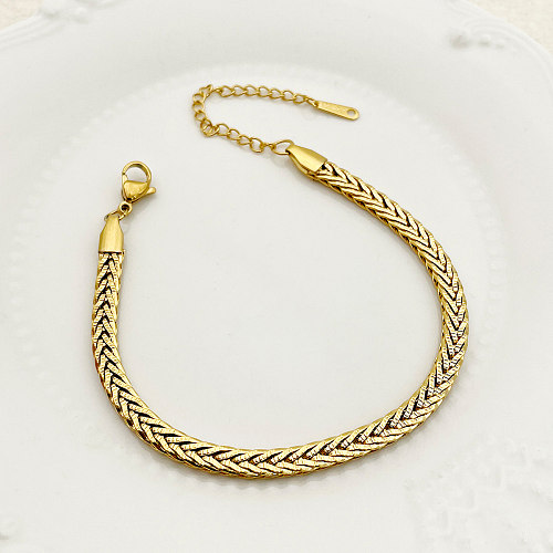 Simple Style Solid Color Stainless Steel Gold Plated Bracelets In Bulk