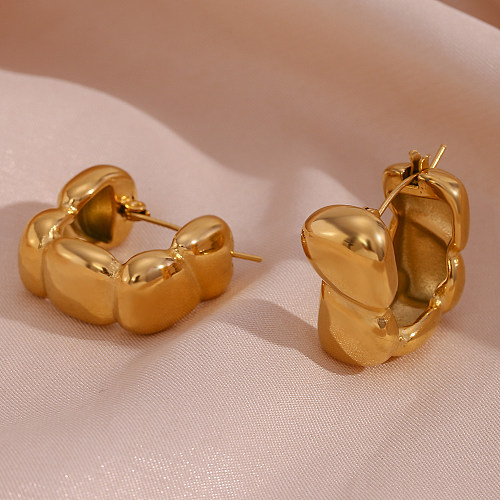 1 Pair Vintage Style U Shape Stainless Steel  Plating 18K Gold Plated Hoop Earrings