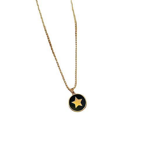 Fashion Pentagram Round Stainless Steel Plating Pendant Necklace 1 Piece