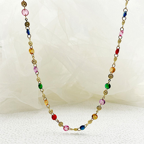 Elegant Princess Colorful Stainless Steel  Plating Gold Plated Necklace