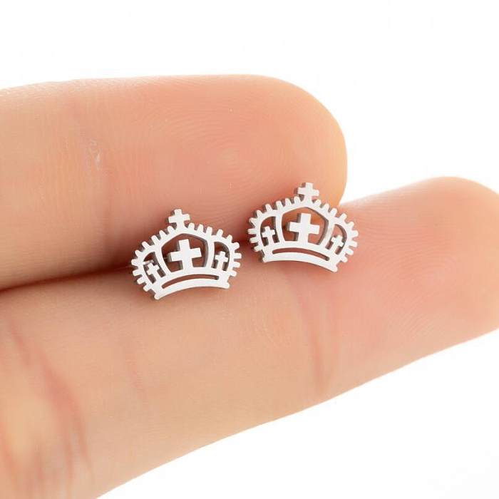 1 Pair Retro Cross Stainless Steel  Plating Ear Studs