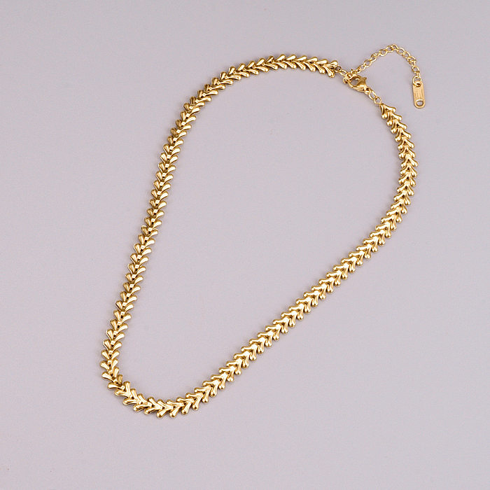 Stainless Steel New Wheat Spike Chain Cuban Chain Necklace Women's Simple Necklace