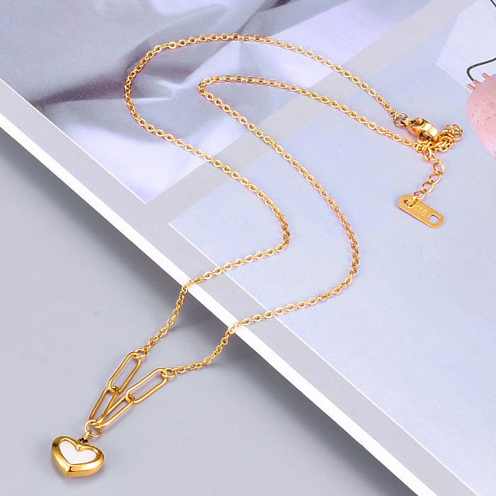 Fashion Heart Shape Stainless Steel Pendant Necklace Plating Shell Stainless Steel  Necklaces