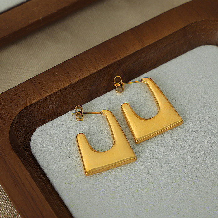 1 Pair Retro Geometric Plating Stainless Steel 18K Gold Plated Earrings