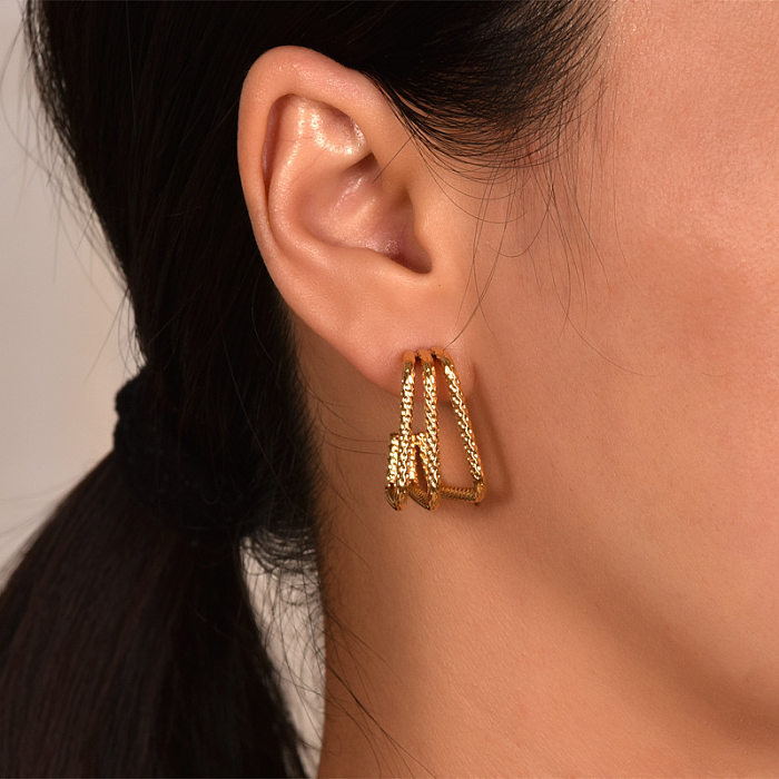1 Paar einfache, klassische Ohrringe aus Edelstahl mit geometrischer Beschichtung