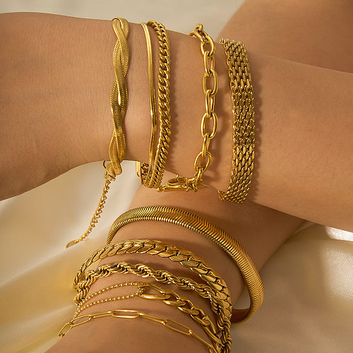 Bracelets plaqués or géométriques de style moderne en acier inoxydable
