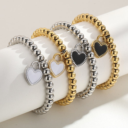 Bracelets de placage en acier titane en forme de coeur doux